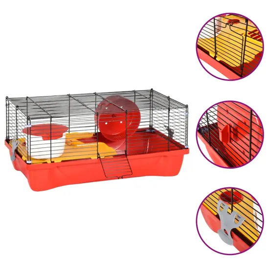 jardin-terroir.com - Cage pour hamsters rouge 58x32x36 cm polypropylène et métal