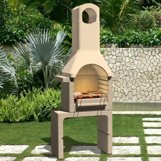 jardin-terroir.com - Support de barbecue au charbon de bois Béton avec cheminée
