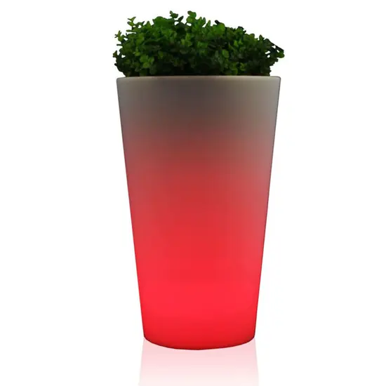 jardin-terroir.com - Eurotrail Lampe/pot de fleurs rond rechargeable à LED 38 cm
