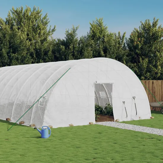 jardin-terroir.com - Serre avec cadre en acier blanc 60 m² 10x6x2,85 m