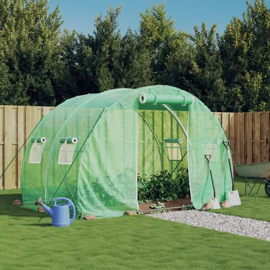 jardin-terroir.com - Serre avec cadre en acier vert 6 m² 3x2x2 m