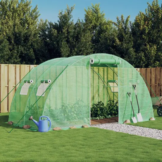 jardin-terroir.com - Serre avec cadre en acier vert 8 m² 4x2x2 m
