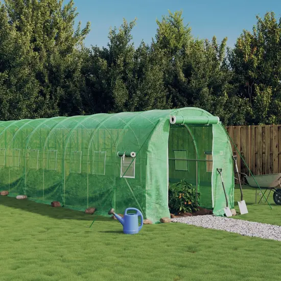 jardin-terroir.com - Serre avec cadre en acier vert 16 m² 8x2x2 m