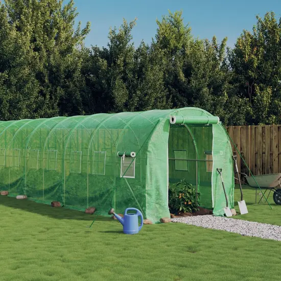 jardin-terroir.com - Serre avec cadre en acier vert 28 m² 14x2x2 m