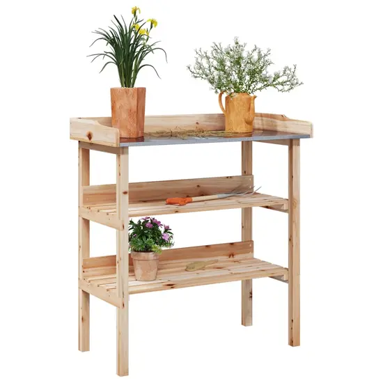 jardin-terroir.com - Table à plantes avec étagères 78x38x82,5cm bois de sapin solide