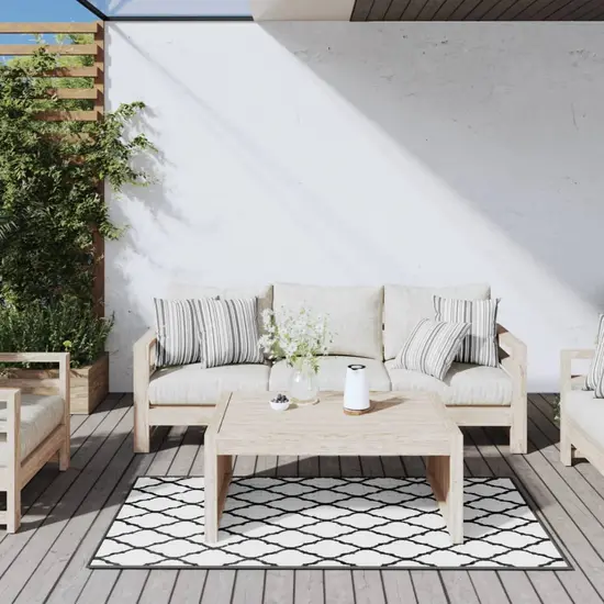 jardin-terroir.com - Tapis d'extérieur gris et blanc 80x150 cm design réversible