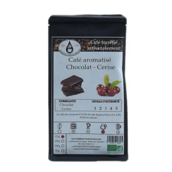 jardin-terroir.com - Café aromatisé chocolat cerise bio  artisanal 125g
