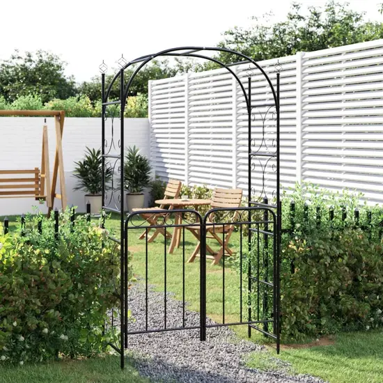 jardin-terroir.com - Arche de jardin avec portail noir 108x45x235 cm acier
