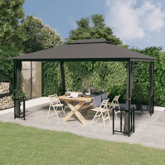 jardin-terroir.com - Tonnelle avec parois et toit double 3x4 m Anthracite