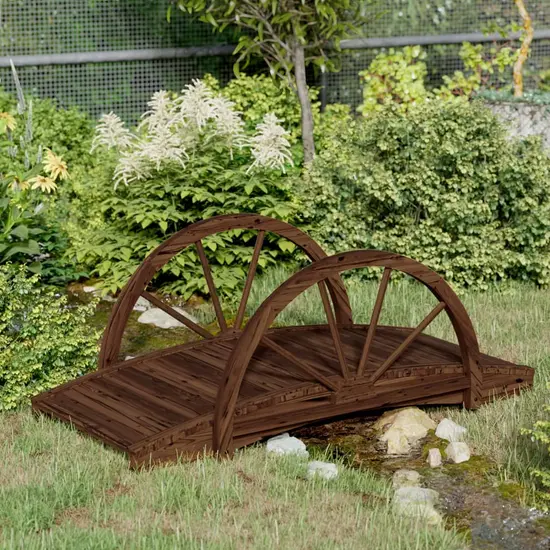 jardin-terroir.com - Pont de jardin avec demi-roue 99x50x38 cm bois de sapin massif