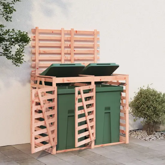 jardin-terroir.com - Abri pour poubelle double sur roulettes bois massif douglas