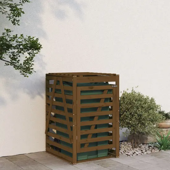 jardin-terroir.com - Abri pour poubelle sur roulettes marron miel bois massif de pin