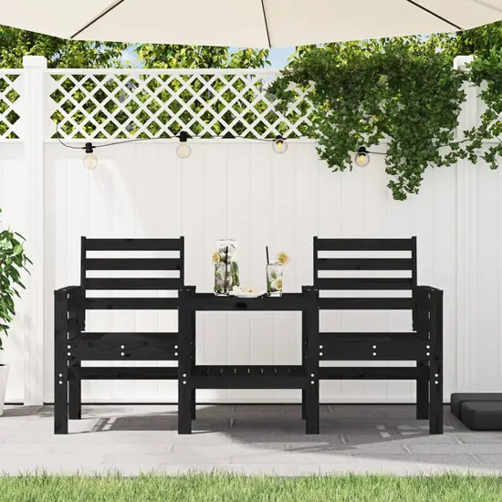 jardin-terroir.com - Banc de jardin avec table 2 places noir bois massif de pin