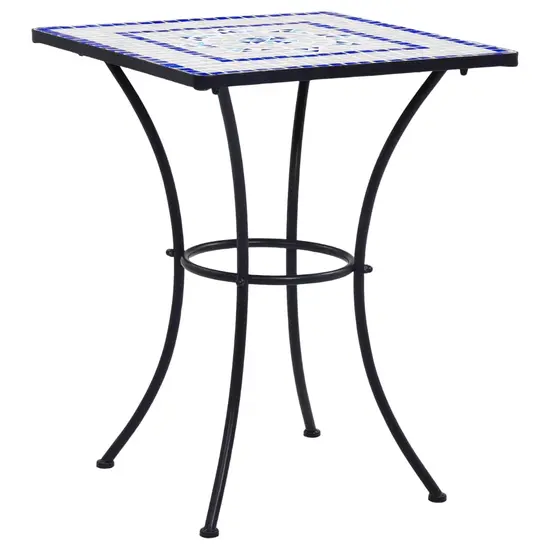 jardin-terroir.com - Table de bistro mosaïque Bleu et blanc 60 cm  Céramique