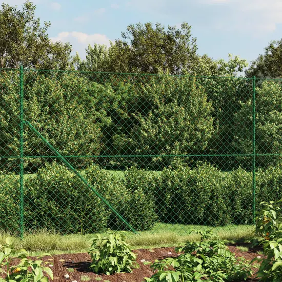 jardin-terroir.com - Clôture à mailles losangées avec piquet d'ancrage vert 1,6x10 m