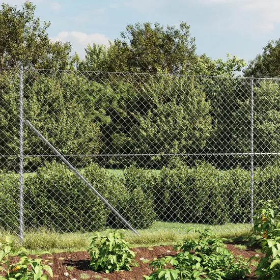 jardin-terroir.com - Clôture en mailles de chaîne avec bride argenté 1,6x10 m