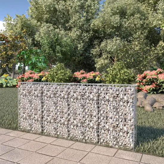jardin-terroir.com - Mur à gabion avec couvercles Acier galvanisé 200 x 20 x 85 cm
