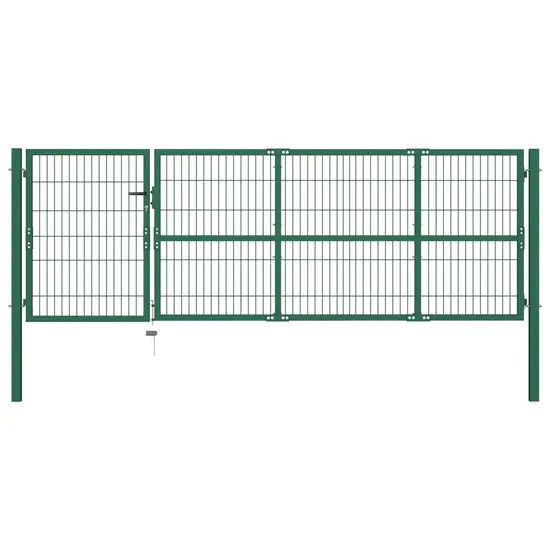 jardin-terroir.com - Portail de clôture de jardin avec poteaux 350x100 cm Acier Vert