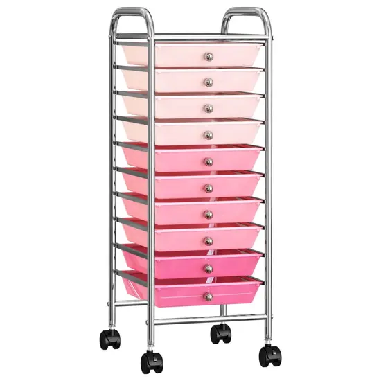 jardin-terroir.com - Chariot de rangement mobile à 10 tiroirs Ombre Rose Plastique